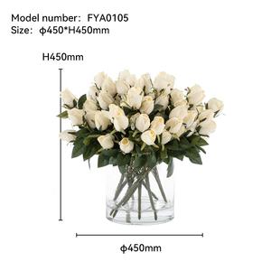 Bouquet <span class=keywords><strong>de</strong></span> roses artificielles réalistes <span class=keywords><strong>de</strong></span> qualité supérieure avec vase en verre pour salon et mariage décoration <span class=keywords><strong>de</strong></span> maison <span class=keywords><strong>de</strong></span> luxe - Product Image 6