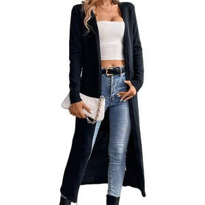 Cardigan long en crochet de style coréen personnalisable pour femmes pull en tricot épais 100% coton pour l'hiver tricoté à la main - Product Image 5