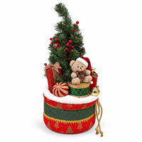 Arbre de Noël artificiel en tissu de 60 cm (23,6 pouces) avec base en forme de tambour et cadeaux, décoration de sol pour les fêtes