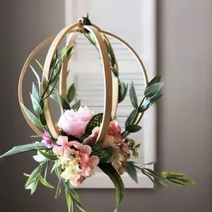 DIY Wedding Wreath Decor Dream Catcher Macrame Handicraft Bamboo Floral Hoop Set Macrame Craft Hoop Rings for Arts and Crafts
