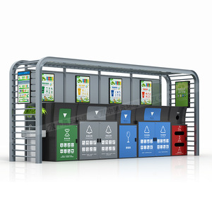 Smart Waste <b>Bin</b> Outdoor Community Campus Solar Powered Induction <b>Sensor</b> Metal Rectangular Recycling Standing Modern - Product Image 1