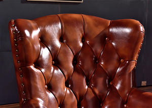 Sillón Chesterfield Clásico HJ HOME para <span class=keywords><strong>Sala</strong></span> de Estar, Muebles de Bar, Cuero Encerado Antiguo, Estilo Americano Retro para Cafetería y Hotel - Product Image 5