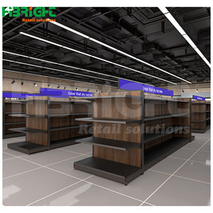Hot Commercial One-Stop Retail Solution Black Supermarket Racks Diseño de hierro resistente para diseño de tienda de comestibles Estilo ligero - Product Image 5
