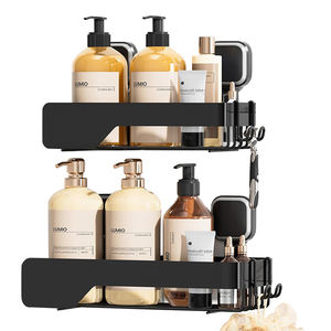 Panier de Douche à Ventouse Robuste Anti-Rouille Sans Perçage, <span class=keywords><strong>Lot</strong></span> de 2 Étagères de Douche à Ventouse avec Crochets - Product Image 1