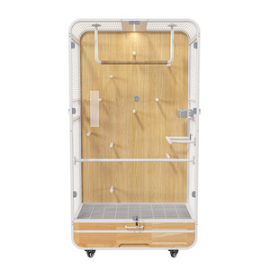 Moine Soleil Perroquet Grand Espace Amovible Cage à Oiseaux en Bois Massif en Fer Machine à Cendre Panoramique Cage à Chat en Acier et Plastique pour Chats Chiens - Product Image 5