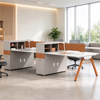 Poste de travail contemporain pour le personnel de bureau, bureau modulaire ouvert avec séparateur et armoire de rangement multifonctionnelle