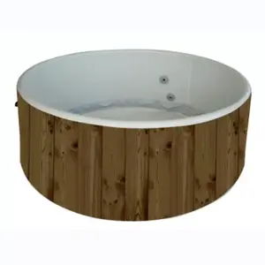 High Quality Old Plunge Tub PVC Drop Stitch Portable Hot Tub Round Shape Portable Inflatable Wood Hot Tub SPA for Sale