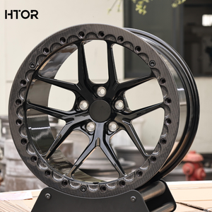 Nouveau HTOR 18 20 pouces roues Beadlock enveloppées de fibre de carbone 5X112 5X114.3 multi-rayons noir brillant forgé Fit R8 pour GT-R - Product Image 1
