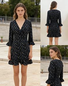 Abiti da Donna, Nuovo Design, <span class=keywords><strong>Vestito</strong></span> Mini a Tinta Unita con <span class=keywords><strong>Maniche</strong></span> <span class=keywords><strong>Lunghe</strong></span>, Abito Casual Femminile - Product Image 2