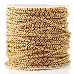 Cadena de acero inoxidable chapada en oro genuino de 3/4 mm de ancho para la fabricación de collares, componentes para joyería. - Product Image 1