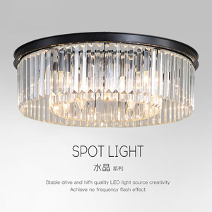 โคมไฟระย้าคริสตัลทันสมัย LED แสงสีขาวอบอุ่น 3500K ฐานโลหะ ฝาครอบอะคริลิค ติดตั้งบนพื้นผิว โคมไฟห้องนั่งเล่น CRI 80 - Product Image 3