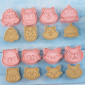 Lindo gato conejito cerdo oveja Tigre prensa moldes para galletas de azúcar <span class=keywords><strong>Fondant</strong></span> hornear pastel herramientas 3D cabeza de Animal de dibujos animados cortador de galletas conjunto - Product Image 5