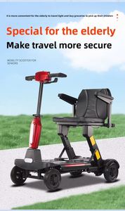 Fauteuil roulant électrique pliable en gros, en alliage d'aluminium, avec batterie au lithium, pour personnes âgées, moteur 24V 180W, capacité 120 kg - Product Image 4