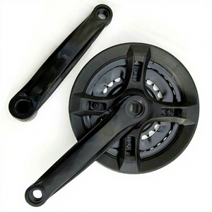 Juego de bielas de bicicleta de tres piezas con rueda hueca de hierro, 42T 34T 24T, recubiertas de plástico, color negro - Product Image 1