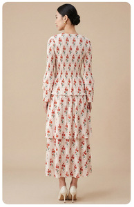 Vestido Maxi Floral con Volantes de Diseño PY Fashion, Elegante y Casual para Mujer, Doble Capa, Estilo Coreano, Poliéster, Venta al Por Mayor - Product Image 6