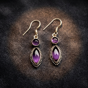 Boucles d'oreilles en argent 925 faites à la main avec améthyste pierre précieuse violette naturelle goutte 2 accessoires de mariage en pierre pour les femmes - Product Image 3