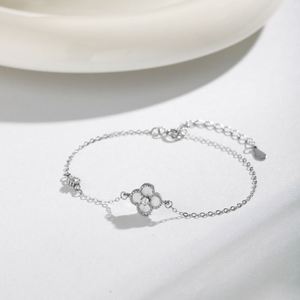 Dylam Top Pick Women 925 Sterling Silver Rhodium Champagne Plated 5A Zirconia Four <b>Clover</b> Agate Pendant <b>Bracelet</b> - Product Image 2