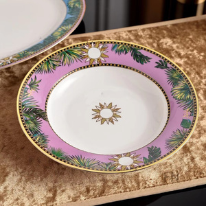 Hot Selling European Florals Patterned 32-Piece Bone China <b>Dinnerware</b> <b>Set</b> with Cup Kit Dishwasher Safe for Family Use - Product Image 3