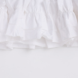 Vestido Camisero Blanco Antiestático de Otoño para Mujer <span class=keywords><strong>con</strong></span> Borde Ondulado, Ajuste Holgado, Abotonadura Sencilla y <span class=keywords><strong>Falda</strong></span> Corta - Product Image 4