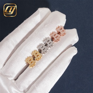 Boucles d'oreilles clous lettre B en argent sterling S925, moissanite taille brillant rond, sertissage à griffes, certifiées GRA, bijoux de luxe unisexe - Product Image 3