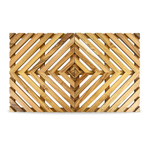 Tapis de bain en teck massif <span class=keywords><strong>antidérapant</strong></span> à motif géométrique chevron, tapis de sol de luxe <span class=keywords><strong>pour</strong></span> spa et bien-être, idéal <span class=keywords><strong>pour</strong></span> baignoire - Product Image 1