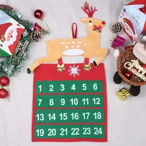 Рождественский висячий декоративный нетканый календарь с 24 карманами, обратный отсчет до рождественского календаря