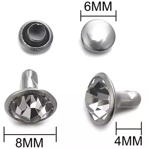 Bling& Bling Personalizados, Tachuelas de Presión de Extremo Cerrado de Latón <span class=keywords><strong>con</strong></span> Cristal y Pedrería, Baño de Plata Sin Níquel, 6mm 8mm 10mm, <span class=keywords><strong>con</strong></span> Vástago de Remache de 2-4mm - Product Image 3