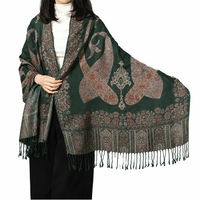 Écharpe chaude à carreaux surdimensionnée en mélange de laine pour femme, châle d'hiver, pashmina avec franges et pompons, design personnalisé