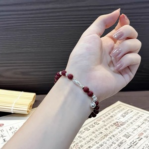 S925 Sterling Silver Fish <b>Bracelet</b> With Vermilion Ink <b>Beads</b> For Women Everyday Wear Fine Charm Jewelry - Product Image 4