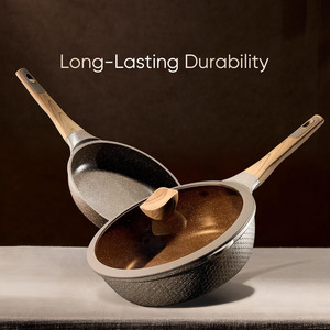 Modern Home Kitchen <b>Cookware</b> Set Factory Direct 11-Piece Marble Non-Stick Aluminum Pot with Plastic Handle Metal Material - Product Image 2
