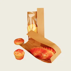 도매 사용자 정의 로고 인쇄 크래프트 종이 가방 분해 재료 빵 포장 쇼핑 사용을 위해 중국에서 만든