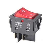 Grote Stroom KCD4 Schakelaar Met Rode Led Licht KCD4-201N 4 Pin Op Uit 30A 250V Tuimelschakelaar