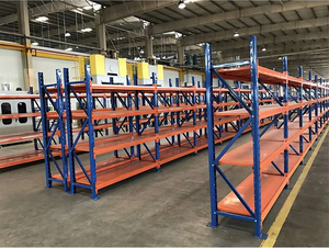 Scaffalature a Campata Lunga per Magazzino Industriale, <span class=keywords><strong>Scaffali</strong></span> per Stoccaggio Pesante in Metallo, Originale Nero <span class=keywords><strong>con</strong></span> <span class=keywords><strong>Copertura</strong></span> Bianca e Blu - Product Image 5