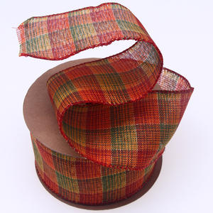 도매 1 롤 5 야드 63mm 2.5 인치 크리스마스 와이어 리본 100% 폴리 에스테르 레드 그린 격자 무늬 선물 장식 활과 포장 - Product Image 5