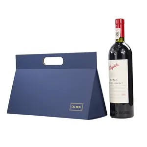 हैंडल के साथ वाइन व्हिस्की पैकेजिंग के लिए लक्जरी सिंगल बोतल पेपर बॉक्स