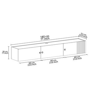 Soporte de <span class=keywords><strong>TV</strong></span> flotante con luces <span class=keywords><strong>LED</strong></span> Mueble de <span class=keywords><strong>TV</strong></span> montado en la pared de 71 ''con puerta Centro de consola multimedia Estante de almacenamiento grande - Product Image 6