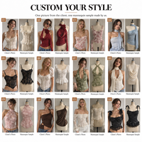 Hauts Corsets Bustiers Sans Manches à Bretelles et Dentelle pour Femmes, Style Coquette, Personnalisés OEM ODM, pour Soirées et Clubs d'Été, Vente en Gros