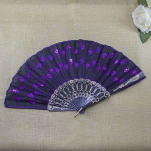 Plastic Folding Hand Fan Spanish Embroidery <b>Sequin</b> Hand Fan for Decoration - Product Image 3