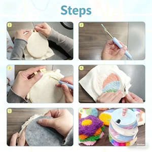ชุดอุปกรณ์ทำแผ่นรองแก้วปักลาย Punch Needle DIY, แผ่นกันความร้อน, งานฝีมือปักลายเพื่อคลายเครียด - Product Image 4