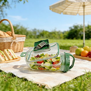 Bocaux à salade portables pour le voyage et le bureau, pots à salade Mason à ouverture latérale, étanches, pour salades à couches verticales - Product Image 6
