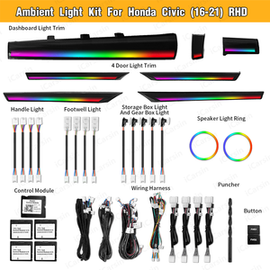 Luce Ambientale per Auto con Guida a Destra per <span class=keywords><strong>Honda</strong></span> <span class=keywords><strong>Civic</strong></span> 10a Generazione 2016-2021, Accessori per Illuminazione Interna RHD - Product Image 2