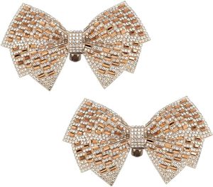 Par de clips para zapatos con lazo, hebillas de lazo con diamantes de imitación para boda, clips removibles para zapatos de novia, hebilla de lazo para zapatos, decoración para bolsos, ropa y el cabello - Product Image 1