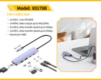 Station d'accueil USB-C 5 en 1, hub multiport, 4K 60Hz, Ethernet Gigabit RJ45, alimentation PD 100W, port USB3.0 pour ordinateur portable PC