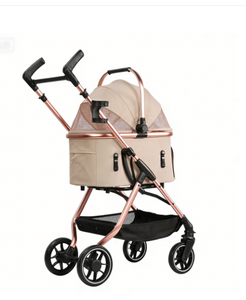 Carrinho de Passeio Dobrável para Animais de Estimação 306-4: Design em Malha Respirável, Carrinho de 4 Rodas para Cães/Gatos com Cesto de Armazenamento para Viagens ao Ar Livre - Product Image 3