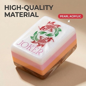 Ensemble <span class=keywords><strong>de</strong></span> Mahjong Américain <span class=keywords><strong>de</strong></span> Luxe Moderne en Cristal, Design Minimaliste, Perles Acryliques, Jeu Universel à Tenir à la Main pour Usage Domestique et Cadeau - Product Image 4