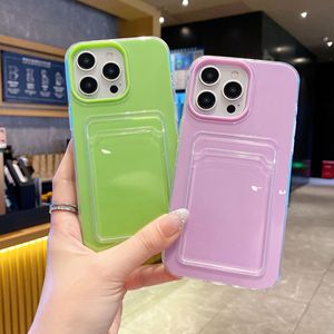 Étui de téléphone transparent avec fente pour carte INS Macaron pour <span class=keywords><strong>iPhone</strong></span> 17 16 15 14 13 12 <span class=keywords><strong>11</strong></span> Pro Max, couleur bonbon, portefeuille, poche photo, <span class=keywords><strong>coque</strong></span> souple en TPU - Product Image 5