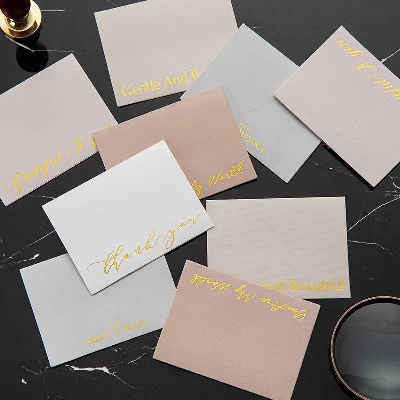 Folha de ouro personalizada dobrada obrigado cartão obrigado cartão para pequenas empresas