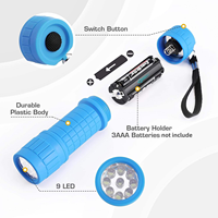 Couleur 9LED lampe de poche d'urgence ABS matériel Portable Mini Camping lampe torche lumière extérieure Mini cadeau lampe de poche pour les enfants