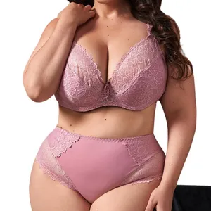 Cup Bh Set Sexy Kanten Slips Ondergoed Plus Size Dames Ondergoed Set Grote Maat 34-44e Geweven Volwassenen Elomi Zorg Volledige Cup Bh