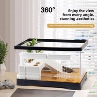 Grand bassin rectangulaire de luxe pour l'élevage de tortues, en plastique filtrant, avec couvercle et table de basking, pour terrasse de villa, écologique brésilien